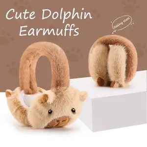 Cute Otter Ear Warmer Plush Scrunchie, Otter Shape Ears with Fluffy Tail Braid Hair Accessory, Ear Protectors, Ear Covers, Warm Winter Ear Protection