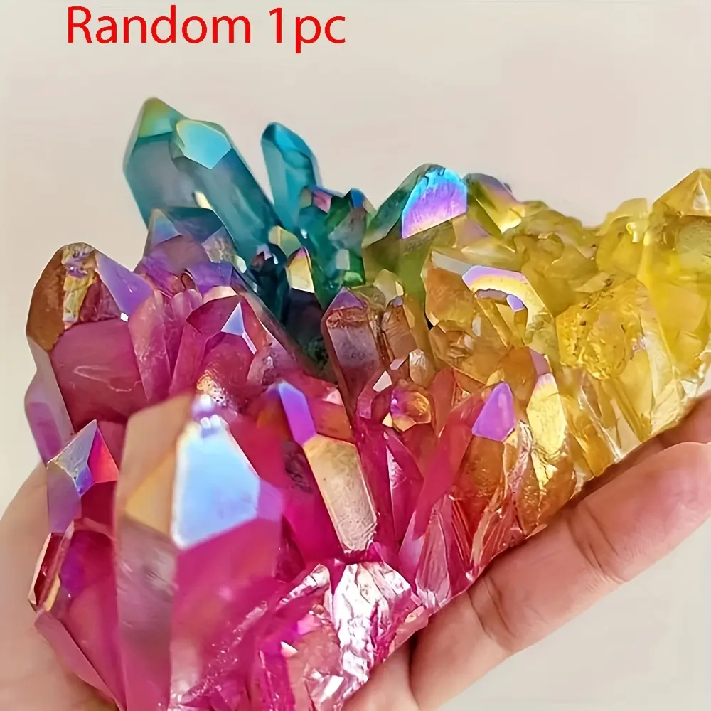 1pc Rainbow Halo Colored Quartz Cluster Crystal Mineral Specimen - Random Style Natural Beauty Home Decoration Collectibles, Garden Accent & Valentine's Day  Idea christmas modern farmhouse  funny yard perfect holiday creative room   aesthetic grandpa