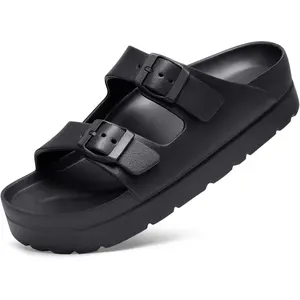 Women’s Platform Sandals with Arch Support, Lightweight Cloud Slides with Adjustable Double Buckle, Comfortable Recovery Sandals for Summer Beach
