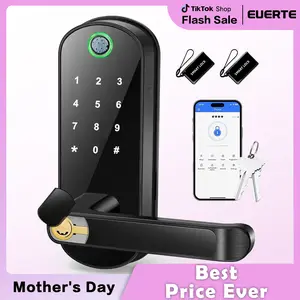 Valentine's Day Gift Smart Lock With Handle Keyless-Entry Fingerprint: EUERTE Digital Electronic Lock with Code Passcode, Fingerprint Sensor, Electric Door Knob, Biometric Door Handle Lock, Perfect for Exterior/Interior/Entry/Bedroom Doors Home Security