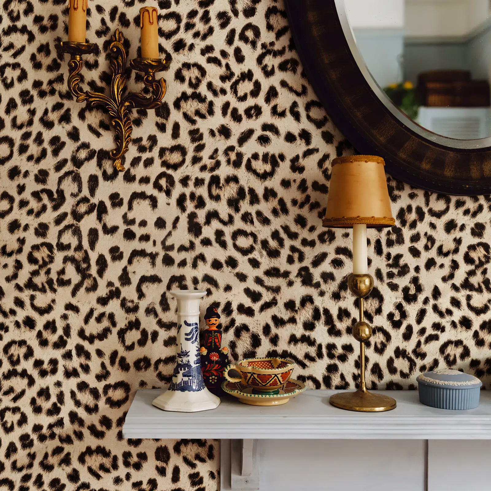 JiffDiff Leopard Print Peel and Stick Wallpaper Waterproof Removable Self Adhesive Textured Wall Paper Yellow Unique Funky Cheetah Contact Paper for