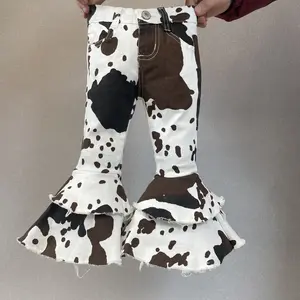 Girl Bell Bottom Jeans Cow Print Girl Jeans Toddler Bell Bottoms Kids Pant