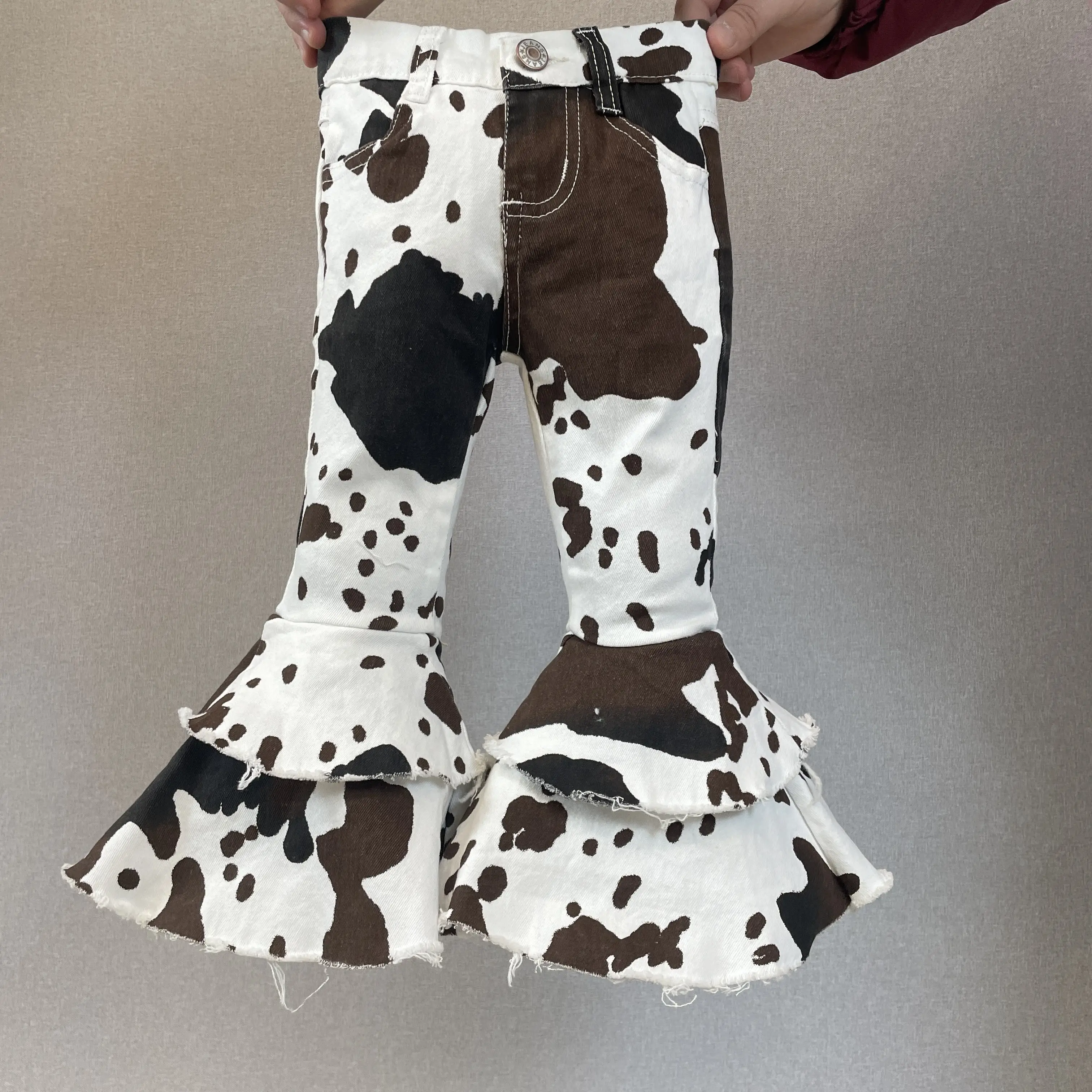 Girl Bell Bottom Jeans Cow Print Girl Jeans Toddler Bell Bottoms Kids Pant