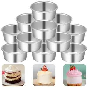 4 Inch Round Cake Pans, 12 Pack Aluminum Cheesecake Baking Mold Non Stick Leakproof Mini Cakes Tins for Dessert Pizzas Quiches Home Kitchen Birthday Party DIY Baking Supplies