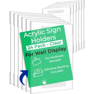 Sign Holder 8.5 x 11 [Set of 24] for Wall Display | Clear Sign Holders 8.5x11  Sign Holder | Plastic Document Holder, Promotional Display, Business & Store Sign Holders