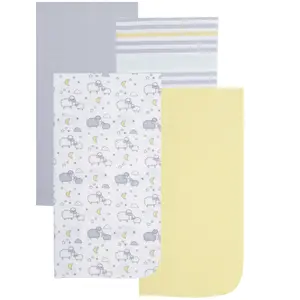 Everyday Kids 4 Pack Flannel Receiving Baby Blanket Set – Soft 100% Cotton Baby Essentials- Sheeps/Stripes