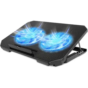 Laptop Cooling Pad with Adjustable Height Two 5.1 Inches Fan 2 USB Ports Suitable for 12"-15.6" LaptopsBlack
