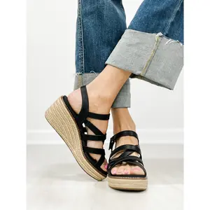 Corkys All Nighter Wedge Sandals in BLACK