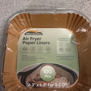 Air Fryer Paper Liners, 100Pcs Parchment Paper,After Sunrise Air Fryer Liners Disposable for Microwave, Non-Stick Air Fryer Liner Square Free of Bleach (6.3IN)