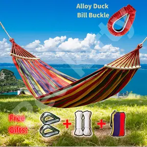 Classic Soft Canvas Hammock, Durable Portable Hammock for Single & Double Use, Ideal for Camping, Patio, Yard, Backpacking and Travel