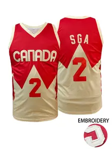 Men's Canada #2 Embroidered Basketball Jersey, Stitched Name & Number Retro Sleeveless Basketball Shirt, Breathable Sportswear for Men Women Youth, S-3XL