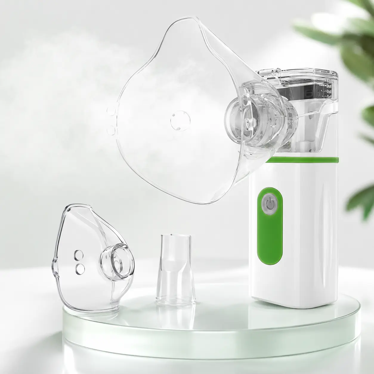 Green Portable Quiet Mesh Nebulizer - Universal for Home, Office, & Travel, Dual-Mode Adjustable Mist, Compact & Lightweight, Enjoy Comfort Anywhere