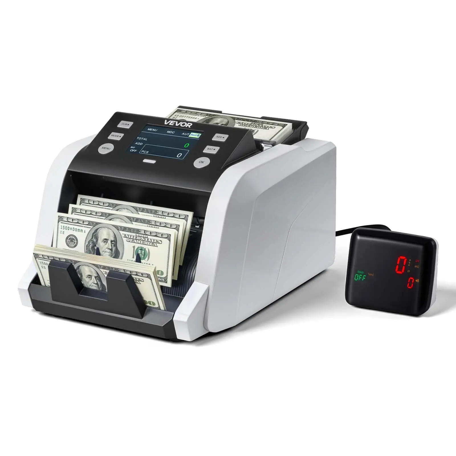 【toolupgrade】VEVOR Money Counter Machine,1200 Notes/MinuteCash Counter with Value CountUV/MG/IR/DD/DBL/HLF/CHN Counterfeit DetectionTFT DisplayMoney Counting Machine Mixed Denomination for Dollar and Euro, Businesses