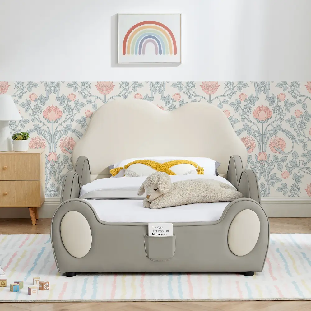 Beige + PU Leather + Cute