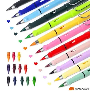 12-Color Forever Infinity Pencil - Endless Writing, Effortless Erasing, Never Sharpen Everlasting Inkless Pencil  for Sketching, Drawing, School Supplies, Extra 12 Replaceable Heads