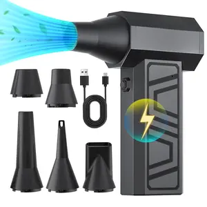 110000RPM Powerful Electric Air Duster, 4-Gear Rechargeable Mini Blower with 5 Outlet Nozzles, Cleaning Blower Tool for Computer, Keyboard, Car, Multifunctional Jet Blower