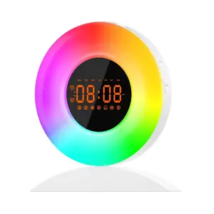 All-In-One Night Light Alarm Clock Fm Radio, Digital Dimmable Clock, Light 00-20 Brightness Levels, Multiple Color Modes, Sleep Mode, Bedroom & Office Use