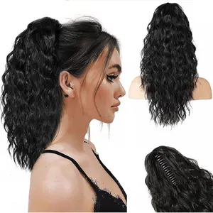 VASILIA Ponytail Extension 18inch Claw Clip Ponytail Extension for Women  Long Curly Wave Ponytail Extension Clip in Claw Ponytail Fluffy Natural Looking Synthetic Hairpiece for Daily Use