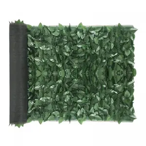 98x39 inch Artificial Leaves Privacy Fence Screen Green Polyester Peach Leaf Design PE Base Plate Easy Install Outdoor Decorative Faux Ivy Fencing Panel Vine Privacy Fence Wall Screen