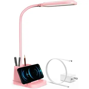 X-DLP02  Pink Desk Lamp for Kids, Cute Study Table Light for Bedrooms, Kawaii, USB Charging Port, Small, LED, 650LM, Room College Dorm Essentials, Office Accessories for Women Teen Girls