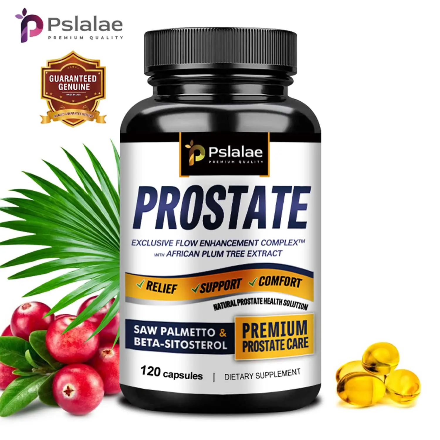Pslalae with Beta-Sitosterol, Stinging Nettle and African Plum Tree Extracts and Other High Potency Ingredients - 120 Capsules