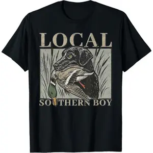 100% Cotton Local Southern Boy Duck Hunting Lab Outdoor Vintage T-Shirt