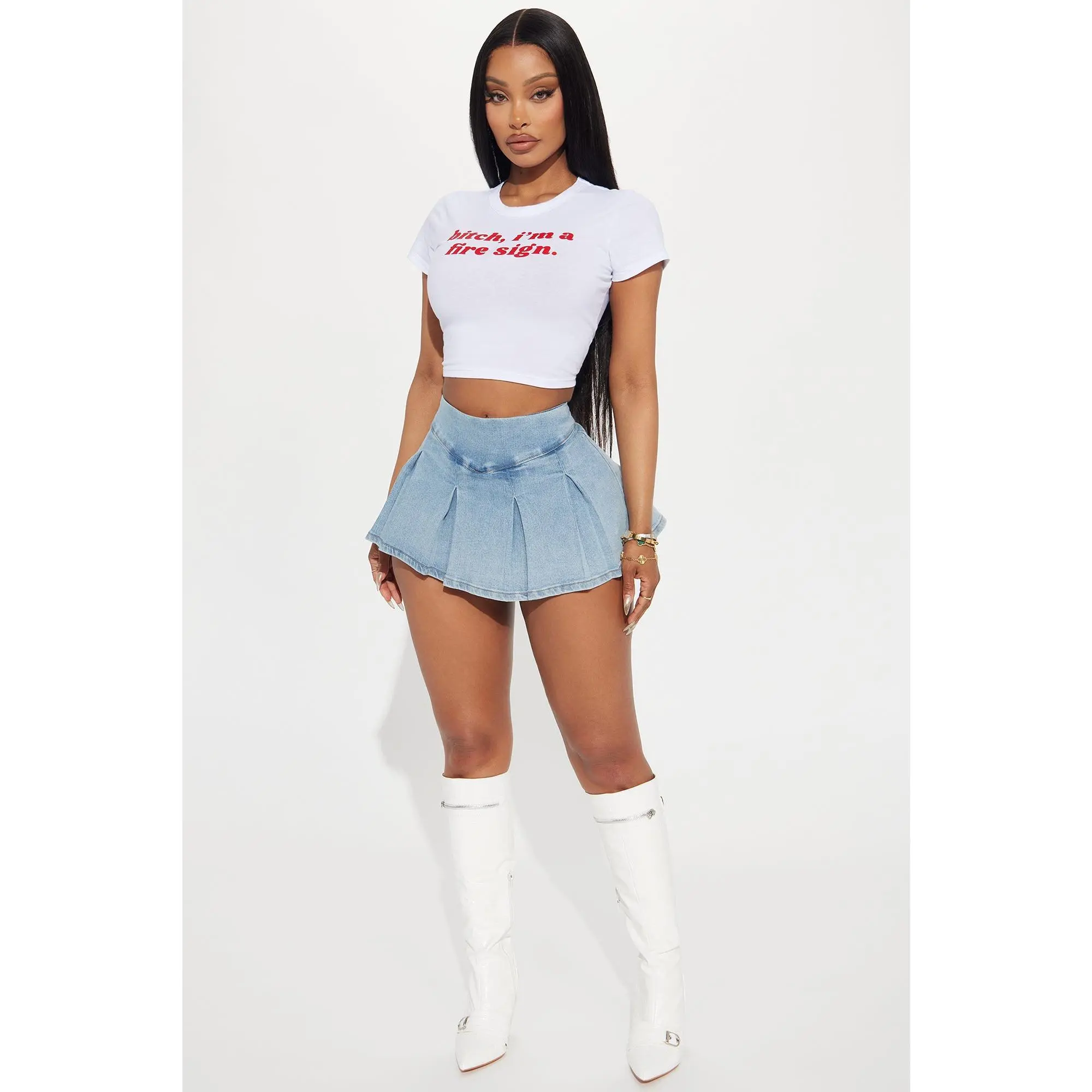 Told You So Denim Micro Mini Skort - Light Wash