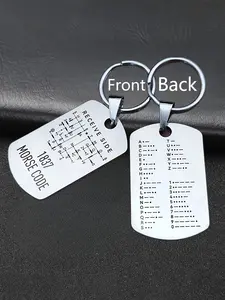 Double-Sided Morse Code Keychain, Letter and Number Design, Educational Gift for Radio Enthusiasts, Unisex Car Key Holder