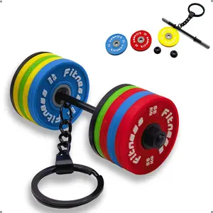 Fitness Keychain Gym Lover Barbell Key chain Weightlifting Keyring Silicone Weight Plate Gym Gifts Workout Gifts Bag Charm Backpack Charm