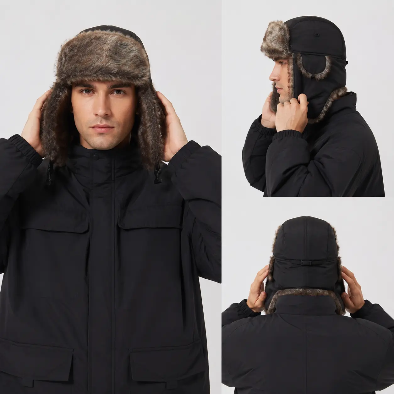 FEITAI Unisex Fashion Beanie Hat - Heat-Insulating Plain Ear Flap Hat, Coffee Winter Cold Weather Accessory for Women