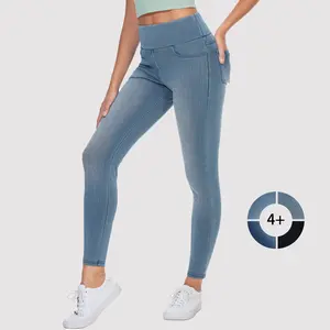 THE GYM PEOPLE Women's High Waisted Jeggings Pants Slimming Stretchy Tummy Control Skinny Jean Leggings with Pockets Basic Slim stacked jeans