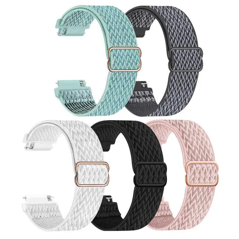 Adjustable Nylon Sport Band, 5 Elastic Bands Compatible with Samsung Galaxy Watch 7 6 5 4 40mm 44mm/for Galaxy Watch 6 Classic Band 42mm 46mm/Watch 5 Pro Band 45mm/Active 2, Smart Watch Straps, Smartwatch Accessories (Band Only)