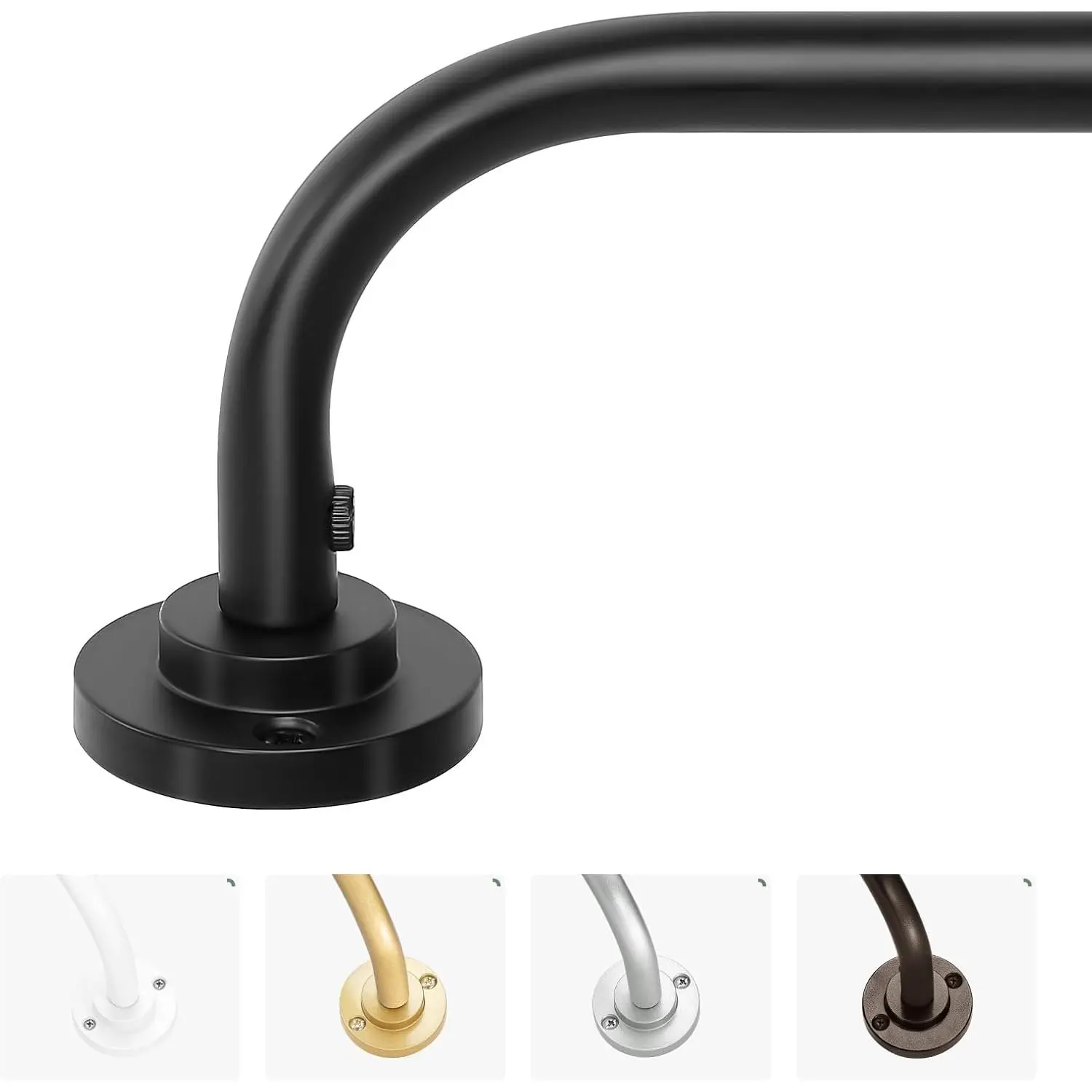 Curtain Rods for Windows 28 to 60 inch, 5/8 Inch Black Curtain Rod, Adjustable Wrap Around Curtains Rod, Blackout Curtains Rods, Metal Room Darkening Curved cafe small Drapery Pole, Matte Black