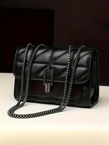 Women's Fashion Chain Strap Quilted Crossbody Bag, 2024 New Style Casual Versatile Classic Shoulder Bag for Daily Used, Trendy All-match Commuter Bag