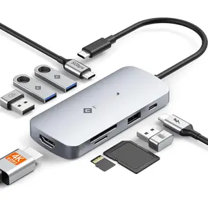 USB C Hub, 9 in 1 USB C Multiport Adapter with 4K@60Hz HDMI, 5 USB Ports, 100W PD, SD/TF USB C Adapter, USB C to HDMI Adapter, USB C Dock for MacBook Pro/Air, , , ,  Laptops