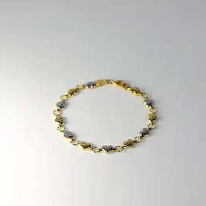 14K Gold Stampato Heart Bracelet - Model AB0265