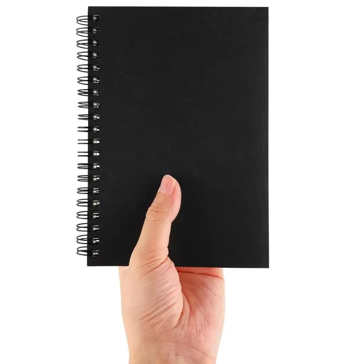 Blank Spiral Notebook, 1-Pack, Soft Cover, Sketch book, 100 Pages / 50 Sheets, 7.5 inch x 5.1 inch (Black)