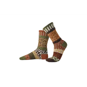 Solmate Socks Savanna Crew Socks - Mismatched, Recycled Cotton, Made in USA, Giveback Socks