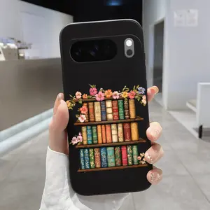 Floral Book Haven Pattern Rounded Edge Phone Case for Google Pixel 10 9 8 7 Pro A XL Shockproof Full Camera Protection Durable Slim Liquid Silicone Cover Smartphone Casing