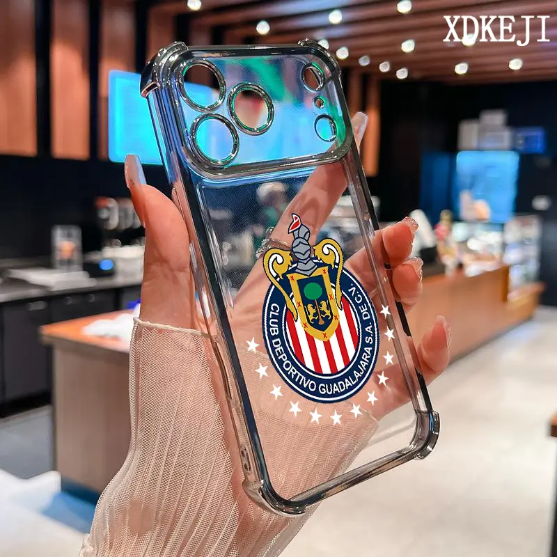 Chivas De Guadalajara Liga MX Aesthetic Pattern Phone Case Compatible with  iPhone 17 Air 16 15 14 Pro Max 13 12 11 Plus & Samsung Galaxy S26 S23 Ultra S24 Plus S25 S22 Electroplated Cover with Airbag Shockproof Soft Silicone Casing