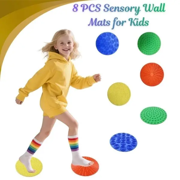 8 PCS Sensory Wall Mats for Kids – Fidget Toys for Autism & ADHD, Calming Tactile Floor Tiles, Stress Relief Pads for Toddlers, Classroom & Special Needs