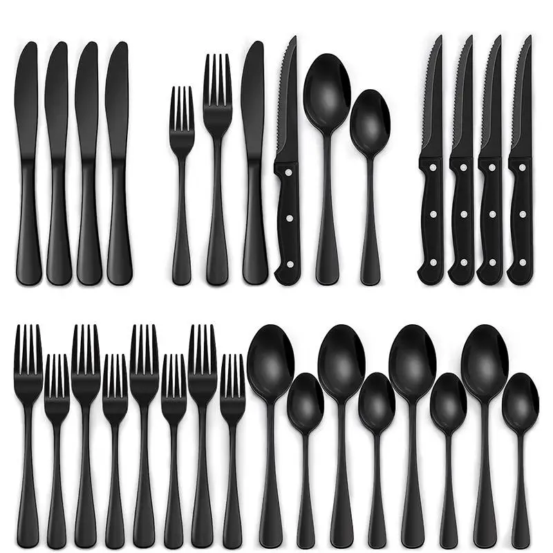 24-Piece Stainless Steel Cutlery Set, Durable Dinnerware for Home & Restaurant Use, Perfect Christmas Gift for Family Gatherings