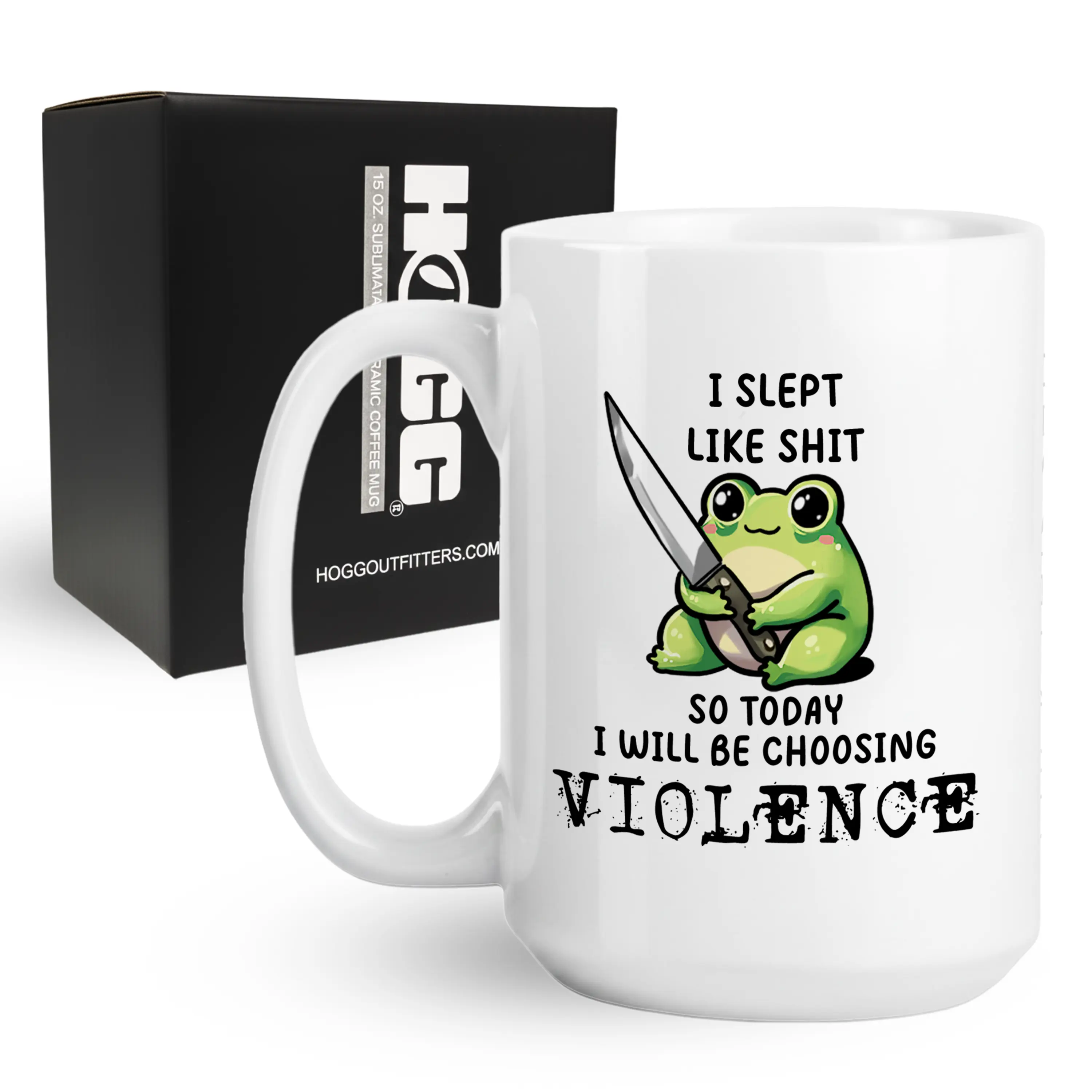 Frog Choosing Violence Mug - Funny Coffee Cup Gift 15oz Ceramic