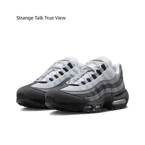 Gradient Grey Mesh Panel Sport Trainers Black Toe Cap Shock Absorb Cushion Retro Sneakers All Match Street Shoes