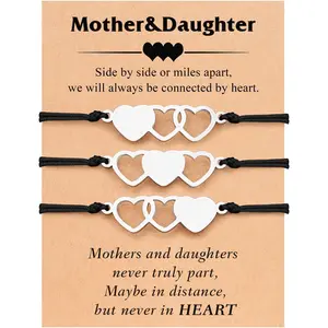 Mother Daughter Bracelets Set for 2/3, Matching Heart Wish Bracelets for Women Girls Mothers Day Christmas Gifts for Mom Daughters