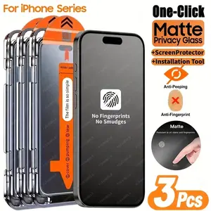 3 Privacy Tempered Glass Screen Protectors, Compatible with iPhone 17 16 Pro Max, 9h+ Hardness, Anti-Fingerprint, Full Coverage, Bubble-Free Installation