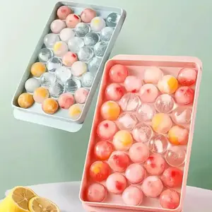 33-cavity Round Silicone Ice Cube Tray, 2 Counts Ice Ball Mold with Lid, Cocktail Ice Mold, Ice Tray for Home Kitchen Party, Ice Ball Trays