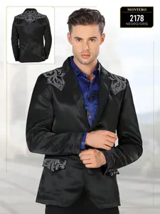 Saco Montero MT2178 for All Occasions Brown with Gold Embroidery Stylish Men's Jacket