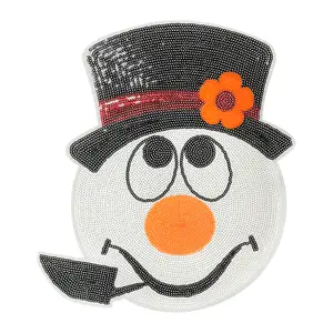 Christmas Patch Embroidered Snowman Applique Embroidery Design, DIY Decoration for Clothes & Bags, Festive Craft Supply, No Wooden Material Included