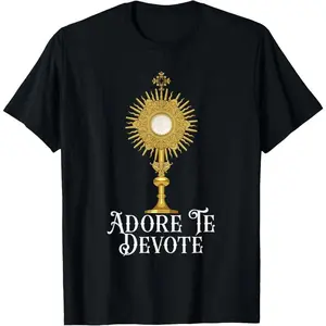 Eucharistic Adoration Traditional Latin Mass Catholic Casual Short Sleeve Cotton T-Shirt